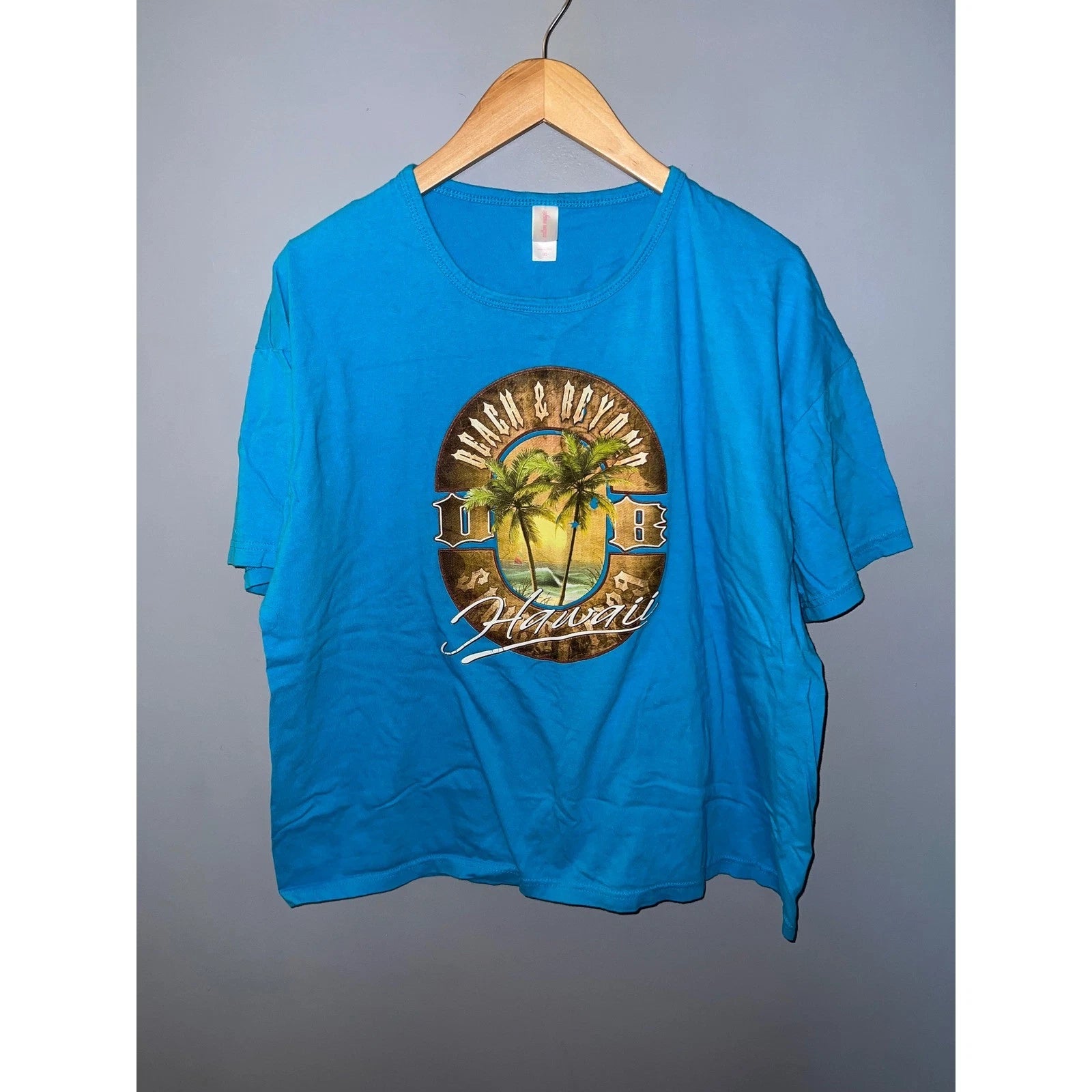 Cotton Magic Hawaii Beach & Beyond Graphic Tee Blue Short Sleeve XL