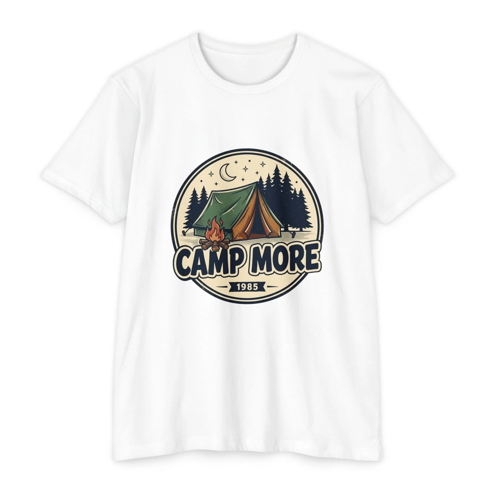 Camp More vintage camping badge T-shirt | tent, campfire, outdoors