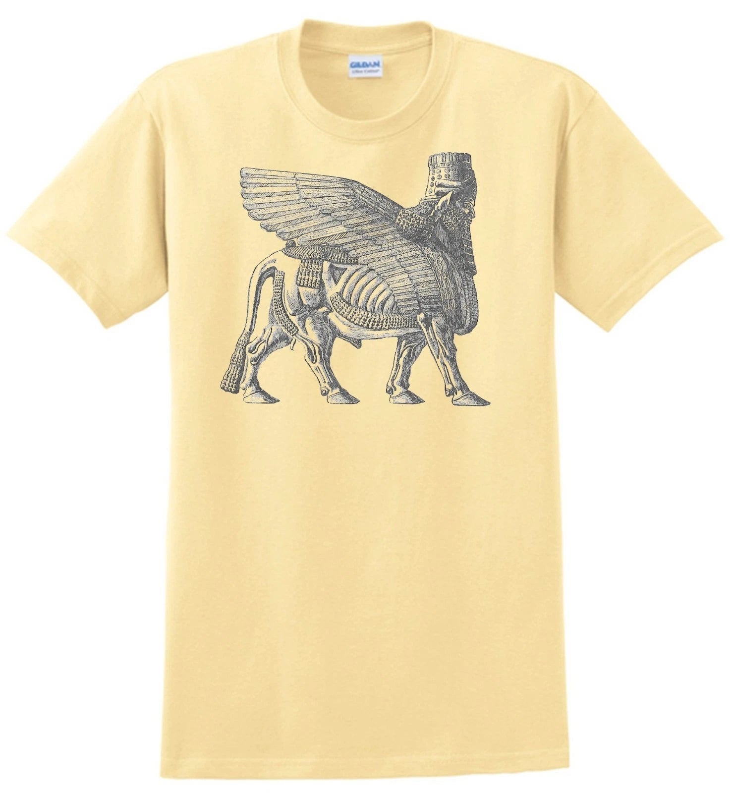 Assyrian Winged Bull T-shirt Sumaria, Gray,Khaki,White,Yellow.Size S-XXXL.