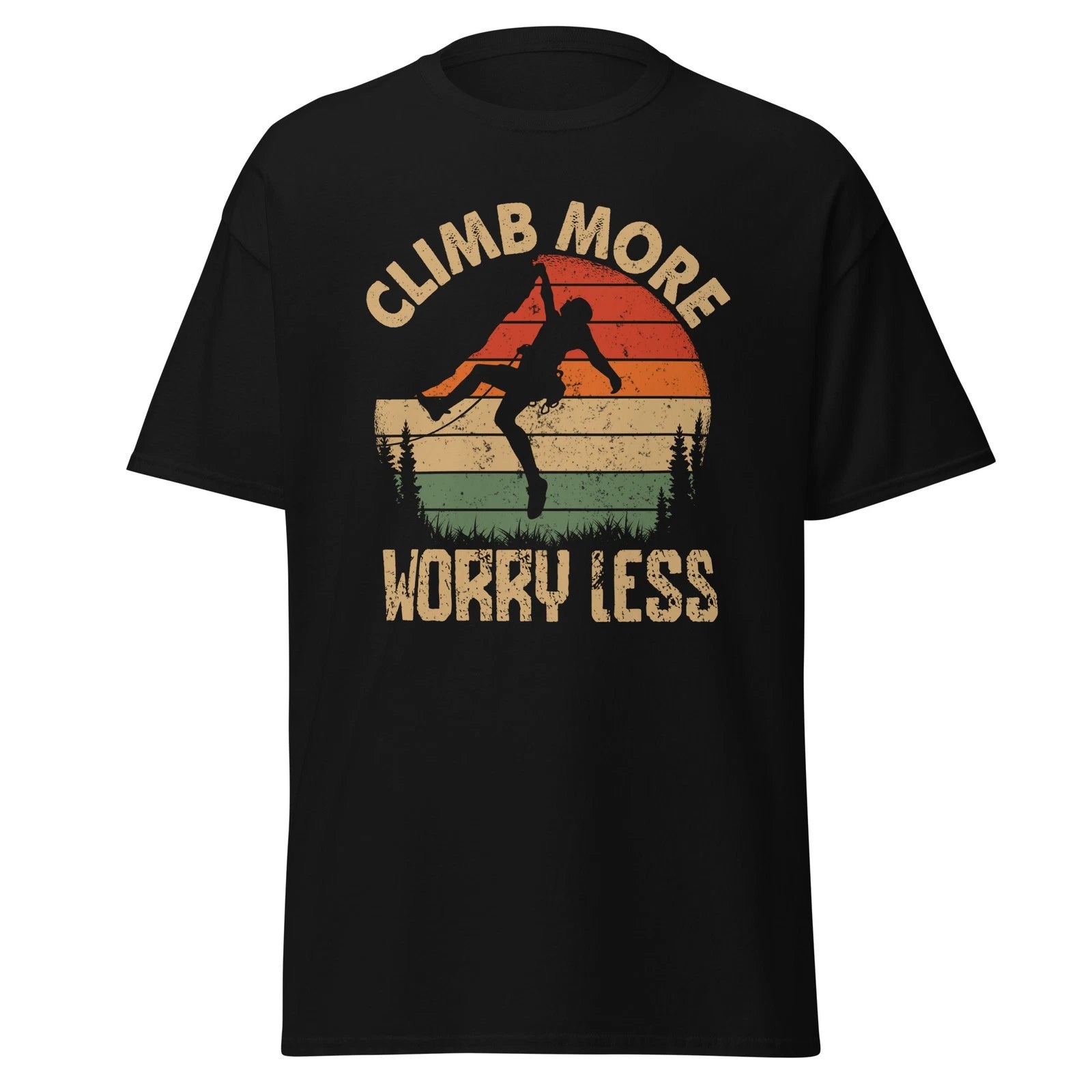 Climb More Worry Less Bouldering T-Shirt Funny Rock Climbing Shirt