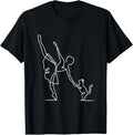 Minimalist Ballerina and Cat Line Art Ballet Dancer Pet Love T-Shirt