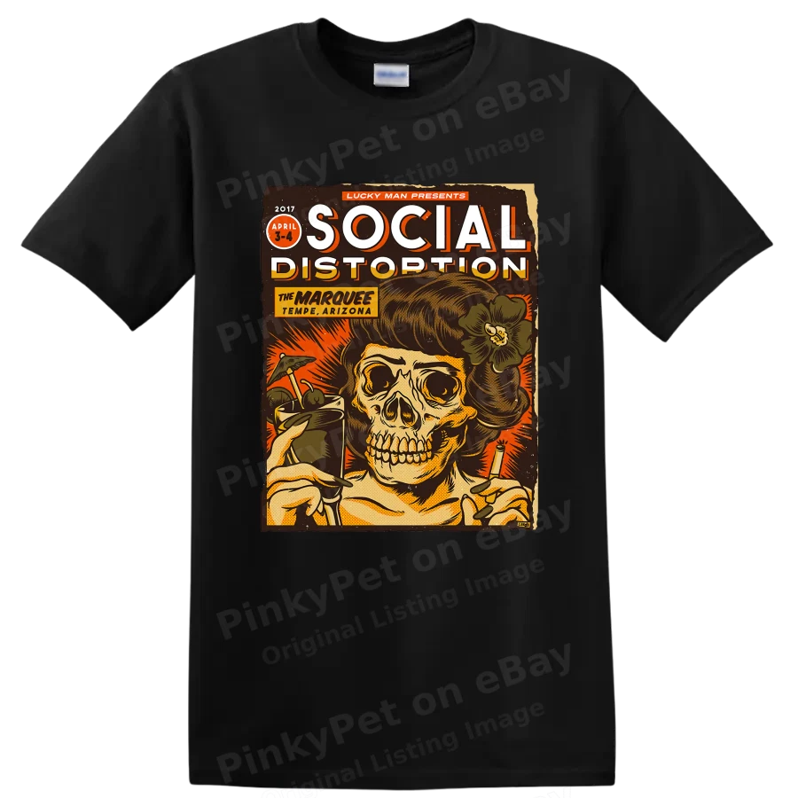 Social Distortion Punk Rock Band Skull Graphic T Shirt Vintage Concert Tee