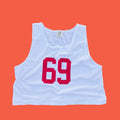 Varsity Personalization number Custom print men white crop tank top