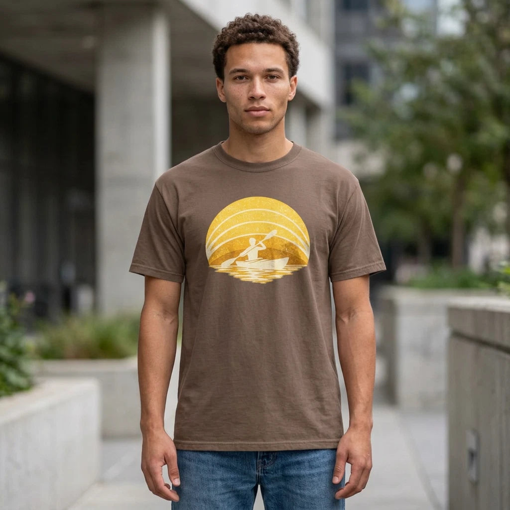 Sunset Kayaker T-Shirt | Paddle Silhouette Tee