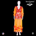 women clothing summer dress haute couture orange red flowers embroidered sequins