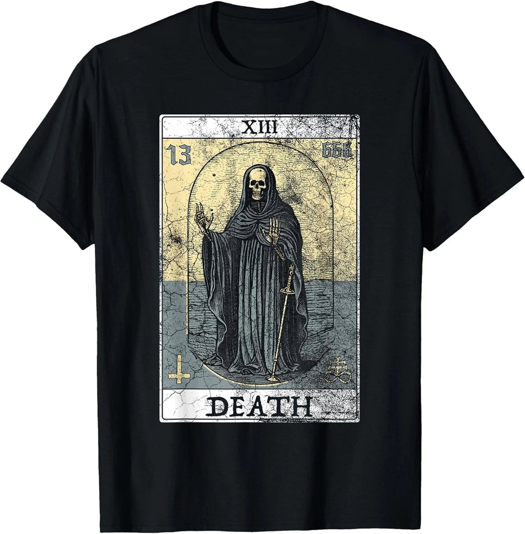 Vintage Death Tarot - Skeleton Occult Satanic Horror Cotton Tee S-3XL