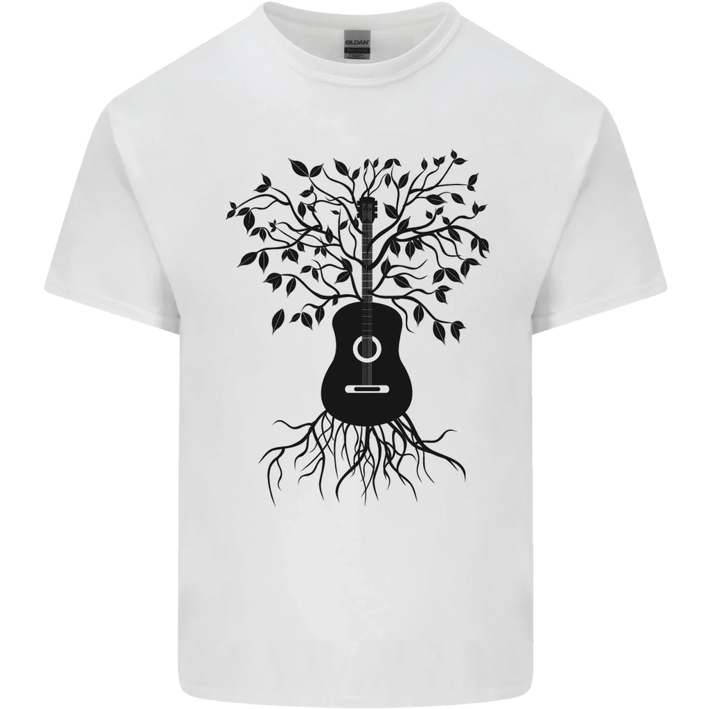 Acoustic Guitar Tree Roots Guitarist Music Mens Cotton T-Shirt Tee Top