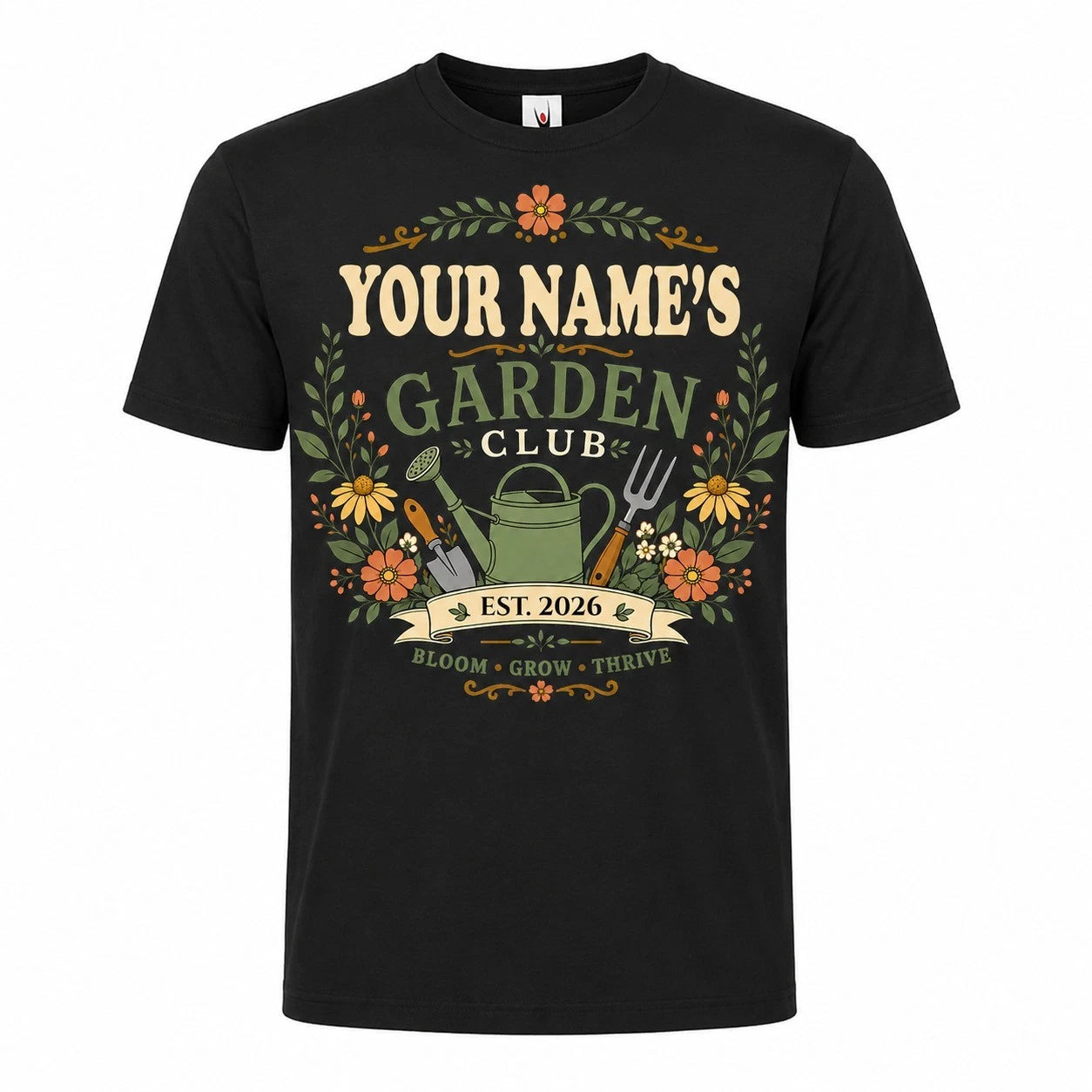 Personalised Garden Club T Shirt Mens Gardening Gift Custom Name Year Tee