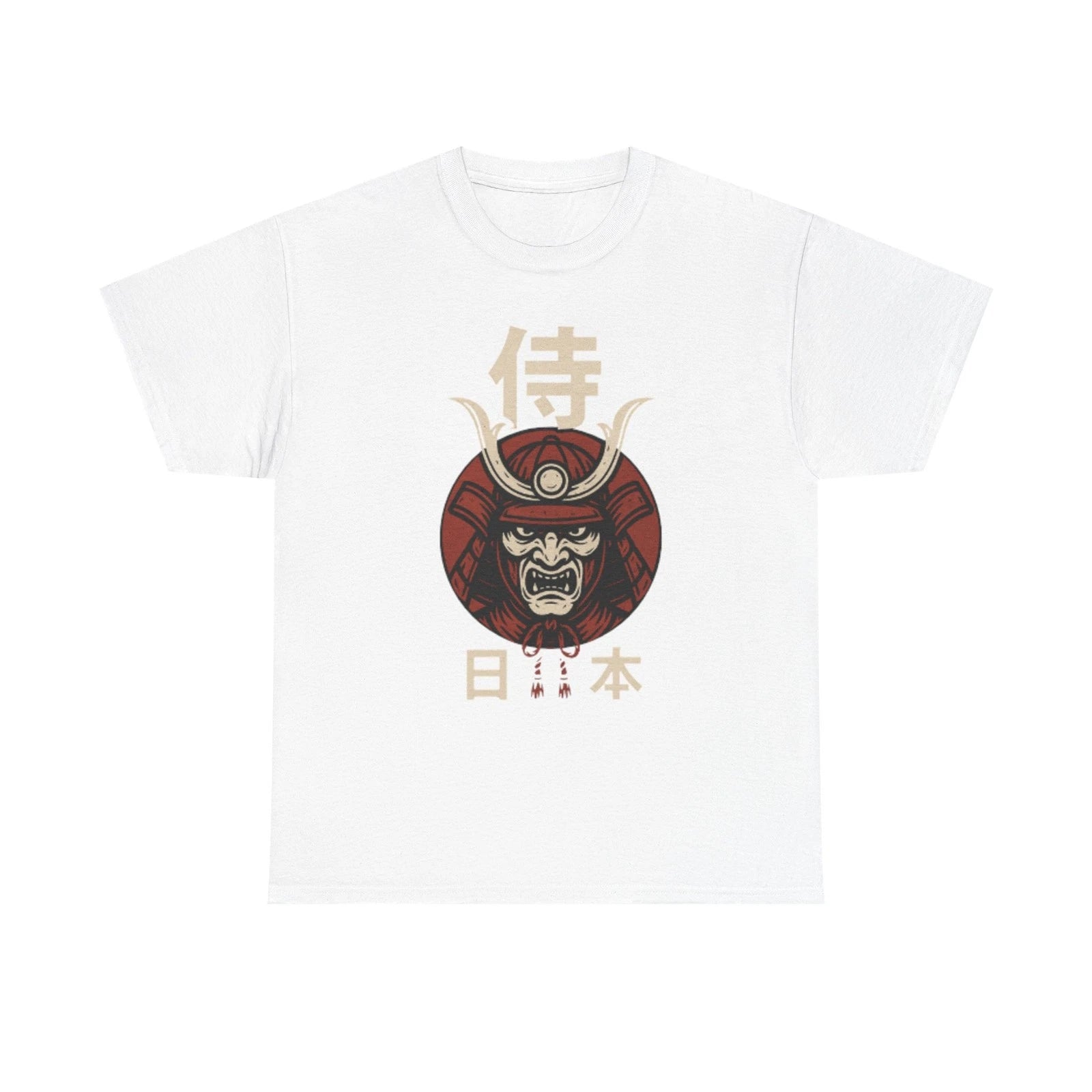Samurai Helmet Mask Tee | Japanese Kanji Warrior Graphic