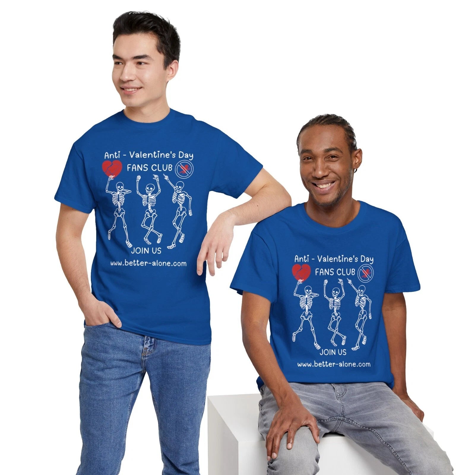 ANTI - VALENTINE DAYCLUB  FUNNY SKELETON Unisex Heavy Cotton Tee