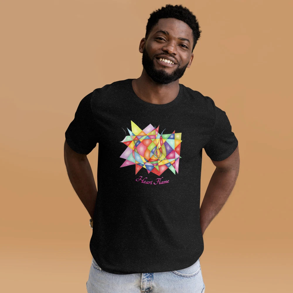 Hearth Flame Abstract TShirt Colorful Geometric Fire Design Spiritual Energy Tee