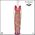 women clothing dress long luxury brand embroidered red silk sequins animal print