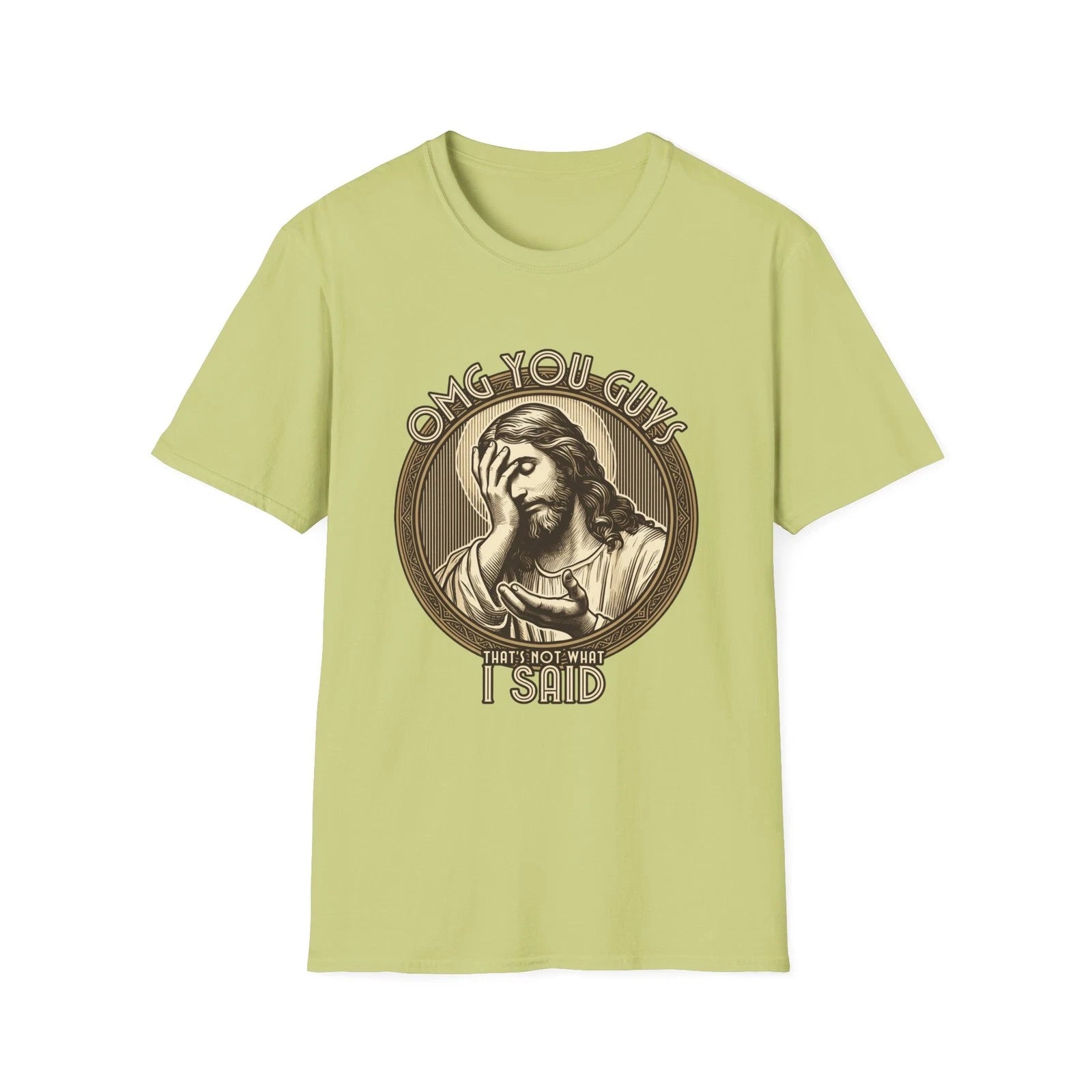 Facepalm Jesus graphic tee | T-Shirt, Religious Humor, Vintage Illustration
