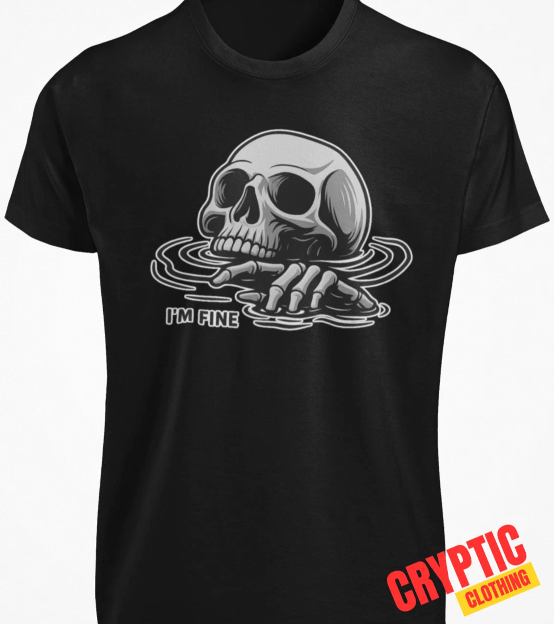 I'm Fine Funny T-SHIRT Sarcastic ptsd Humor Everything Is Fine Depressed Skull