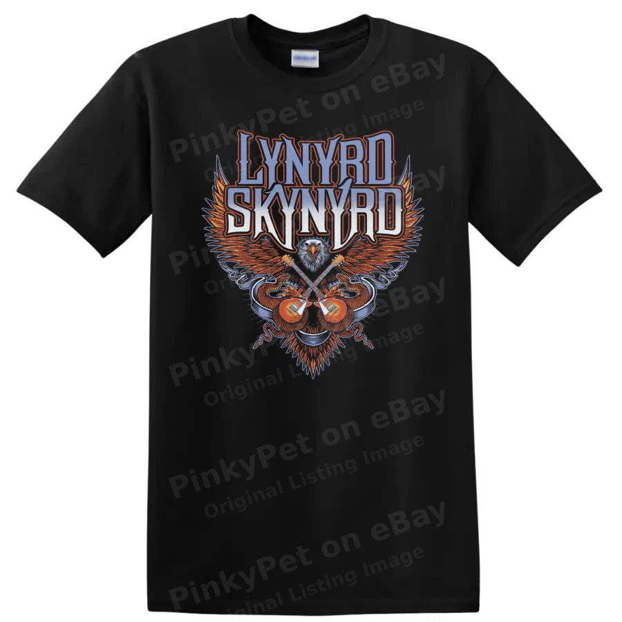 Lynyrd Skynyrd Eagle Design Guitar Artwork T Shirt Vintage Rock Music Tee
