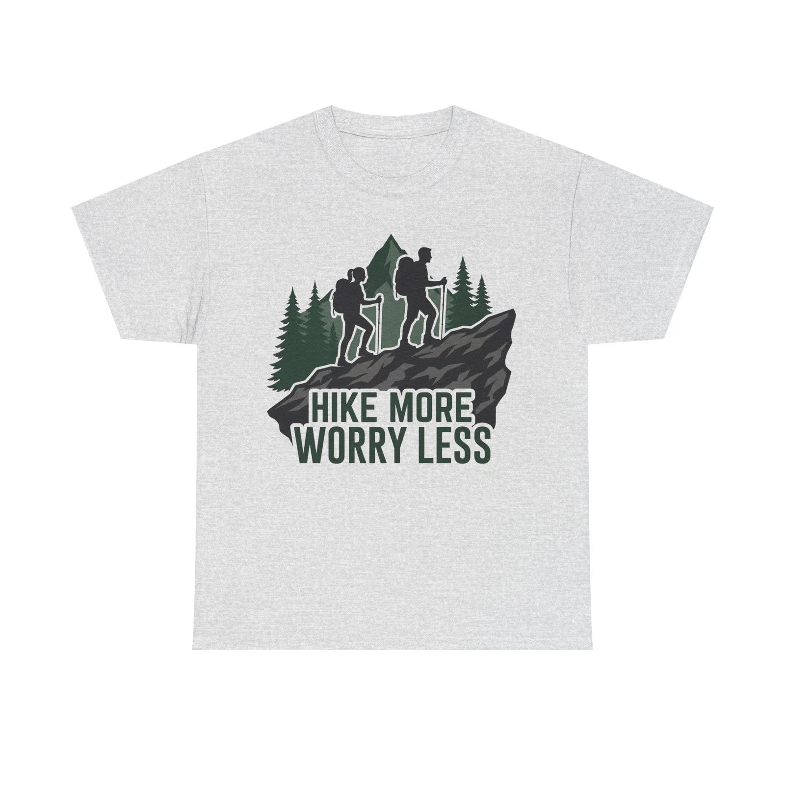 Mountain Hiking T-Shirt Unisex Hike More Worry Less Graphic Tee Adventure Shirt