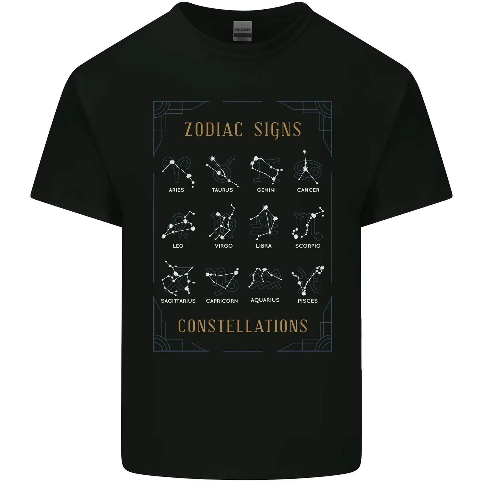 Zodiac Sign Constellations Mens Cotton T-Shirt Tee Top
