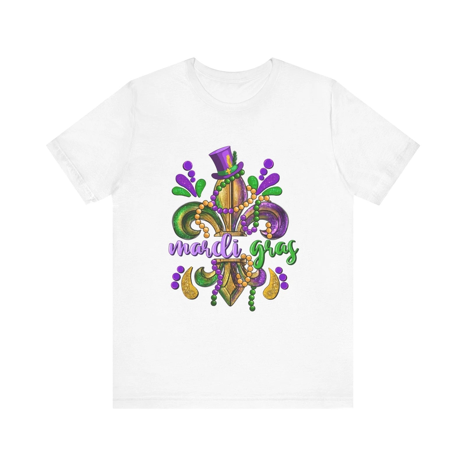 Mardi Gras Fleur-de-Lis T-Shirt | Carnival Mask Beads