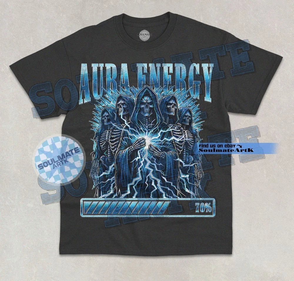 Aura Energy 70% T-Shirt Funny Skeleton Aura Farming Bootleg Graphic Unisex Shirt