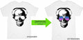 Adult Unisex UV Solar Gradient Color Transforming Metal Skull White T-shirt