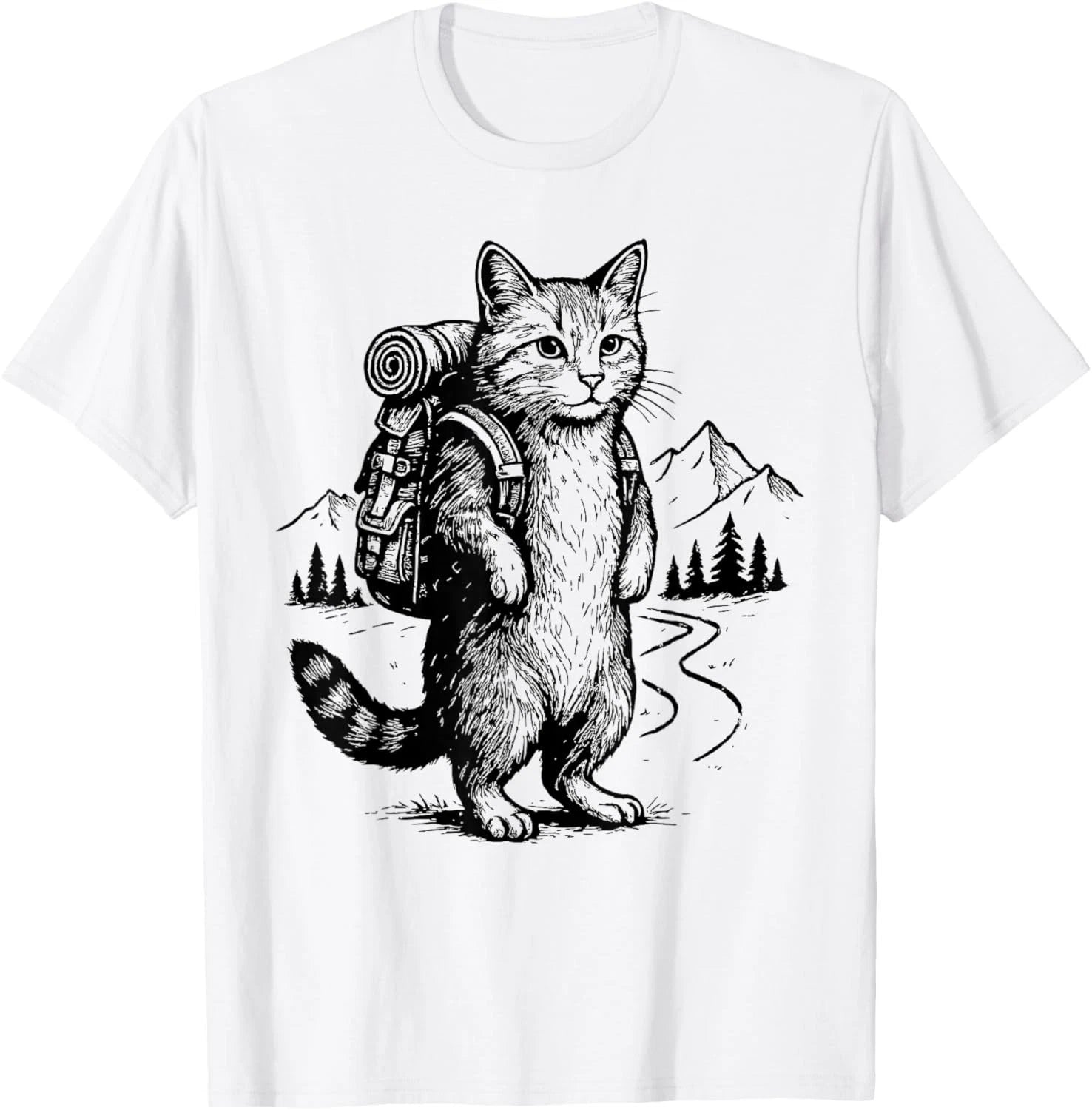 Funny Outdoor Tee Hiking Cat Backpacking Animals T-Shirt unisex T-Shirt