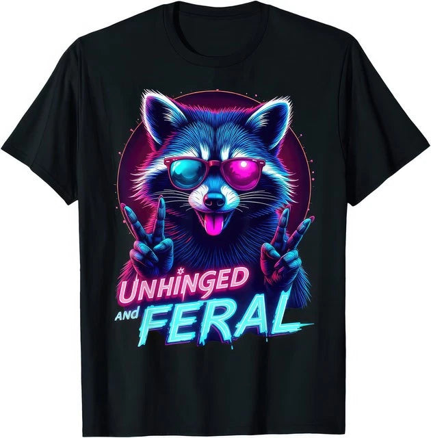 Cyberpunk Raccoon Unhinged Feral Vaporwave Aesthetic Graphic T Shirt