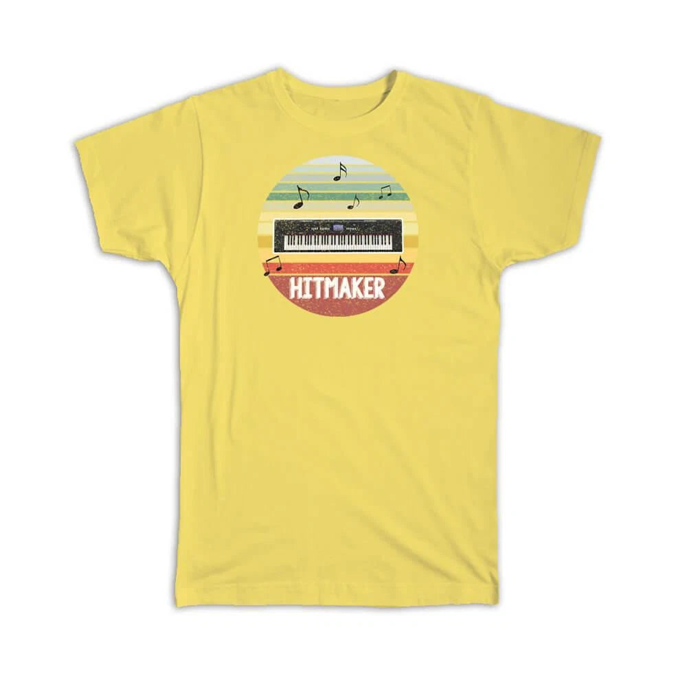 Gift T-Shirt : Piano Keyboard Retro Music Print Wall Decor Gradient Colors