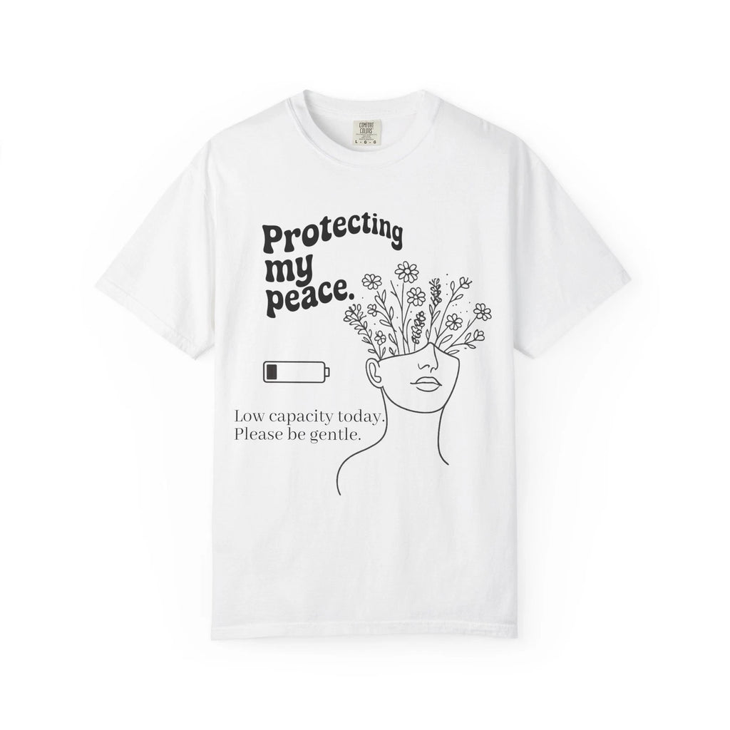 Protecting My Peace line art face with flowers T-shirt