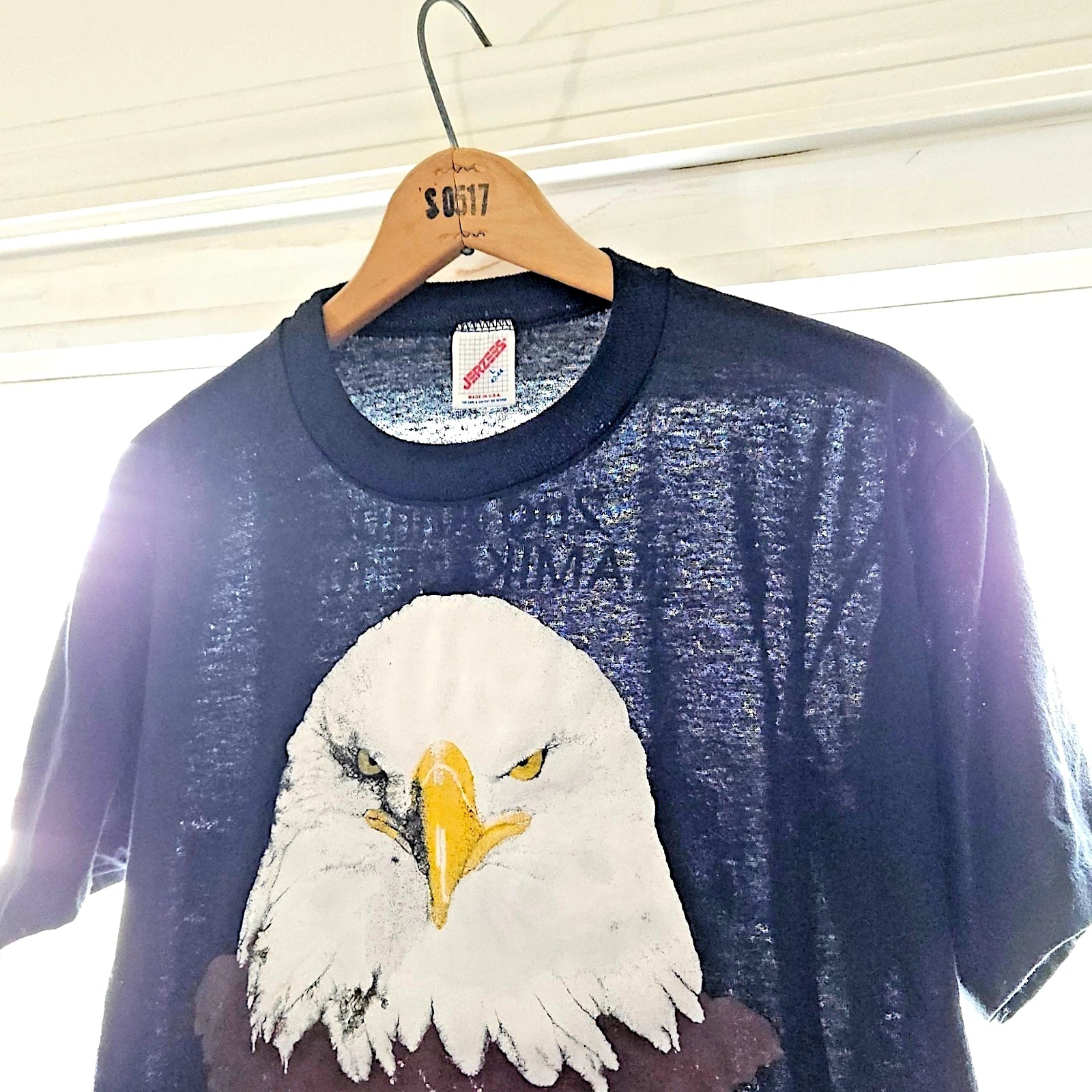 Vintage 90s Eagle Kamikaze Jump Club T Shirt Vtg 1990s JERZEES Paper Thin USA L