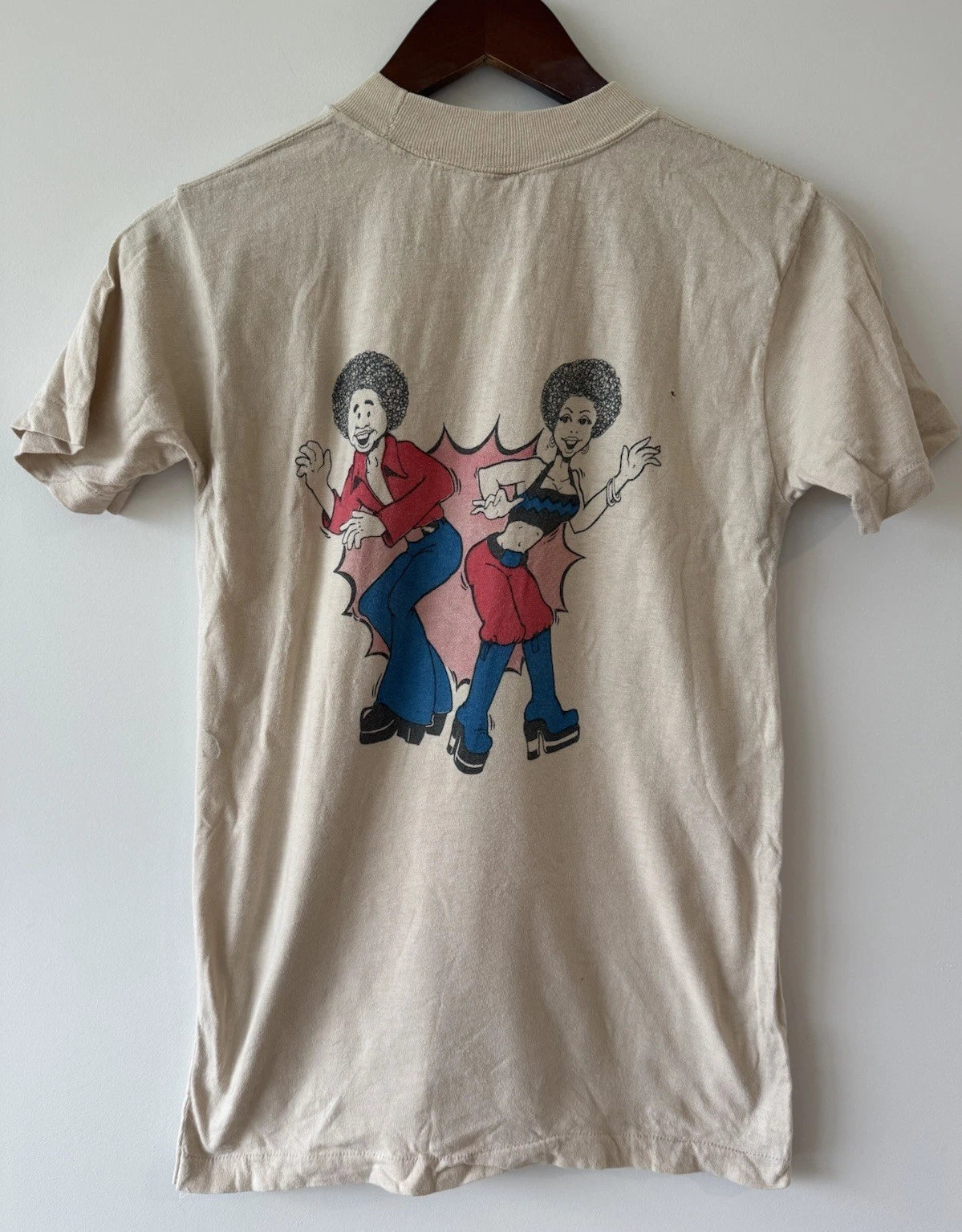 VINTAGE 70s MK Productions Disco Promo Double Sided Retro Graphic Dancer T-Shirt