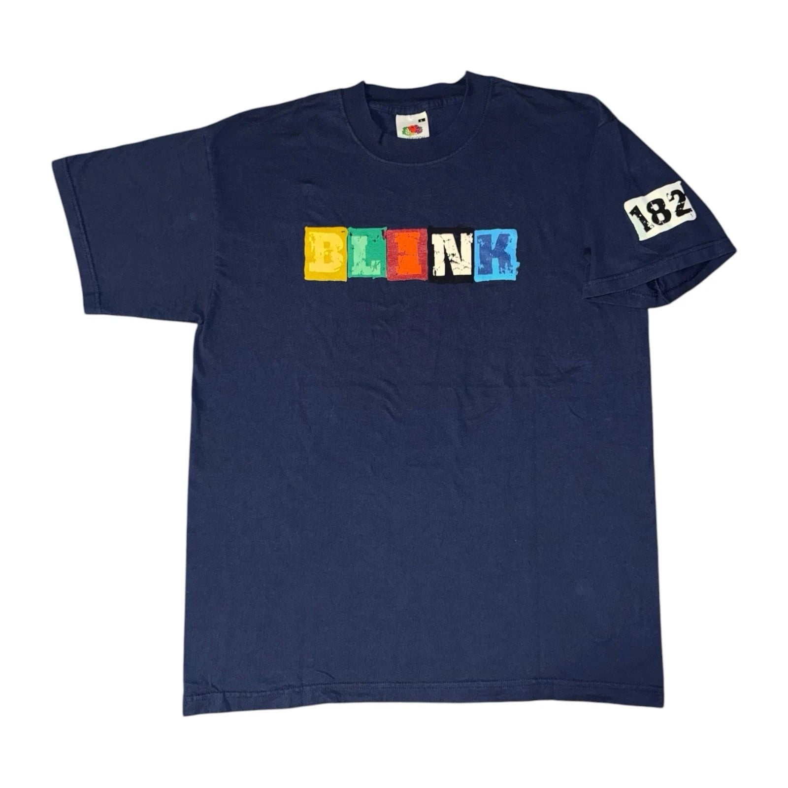 Vintage Blink 182 T-Shirt Size L Navy Y2K Punk Rock Band Tour Logo Graphic Tee