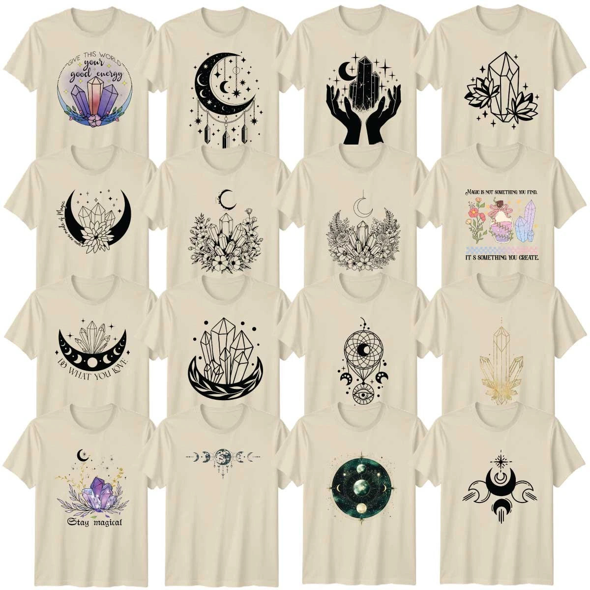 Boho Celestial Fantasy Abstract Art Adult T-Shirt Spirituality Birthday Gift