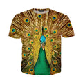 Animal Peacock Feather Casual Women Men T-Shirt 3D Print Short Sleeve Tee Tops