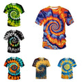 Tie-dye Pattern Colorful 3D Print Women Men Short Sleeve T-shirt Casual Tee Tops