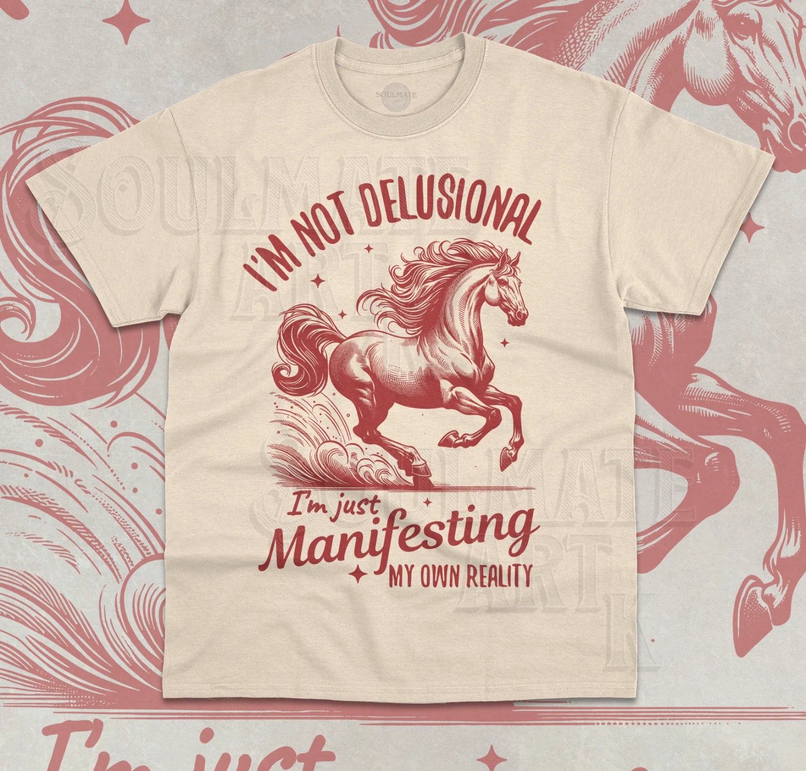 Manifesting My Own Reality T-Shirt Retro Funny Meme Horse Animal Lover Shirt