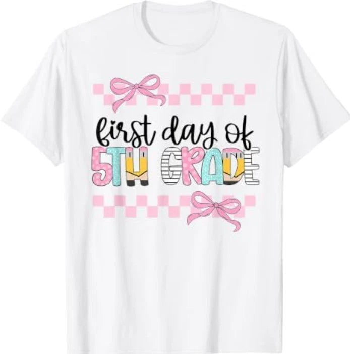 First Day of 5th Grade Teacher Girl Coquette Back to School T-Shirt