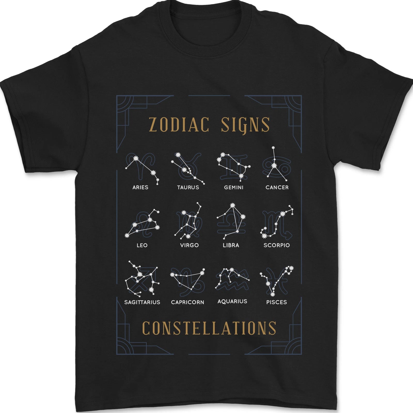 Zodiac Sign Constellations Mens T-Shirt 100% Cotton
