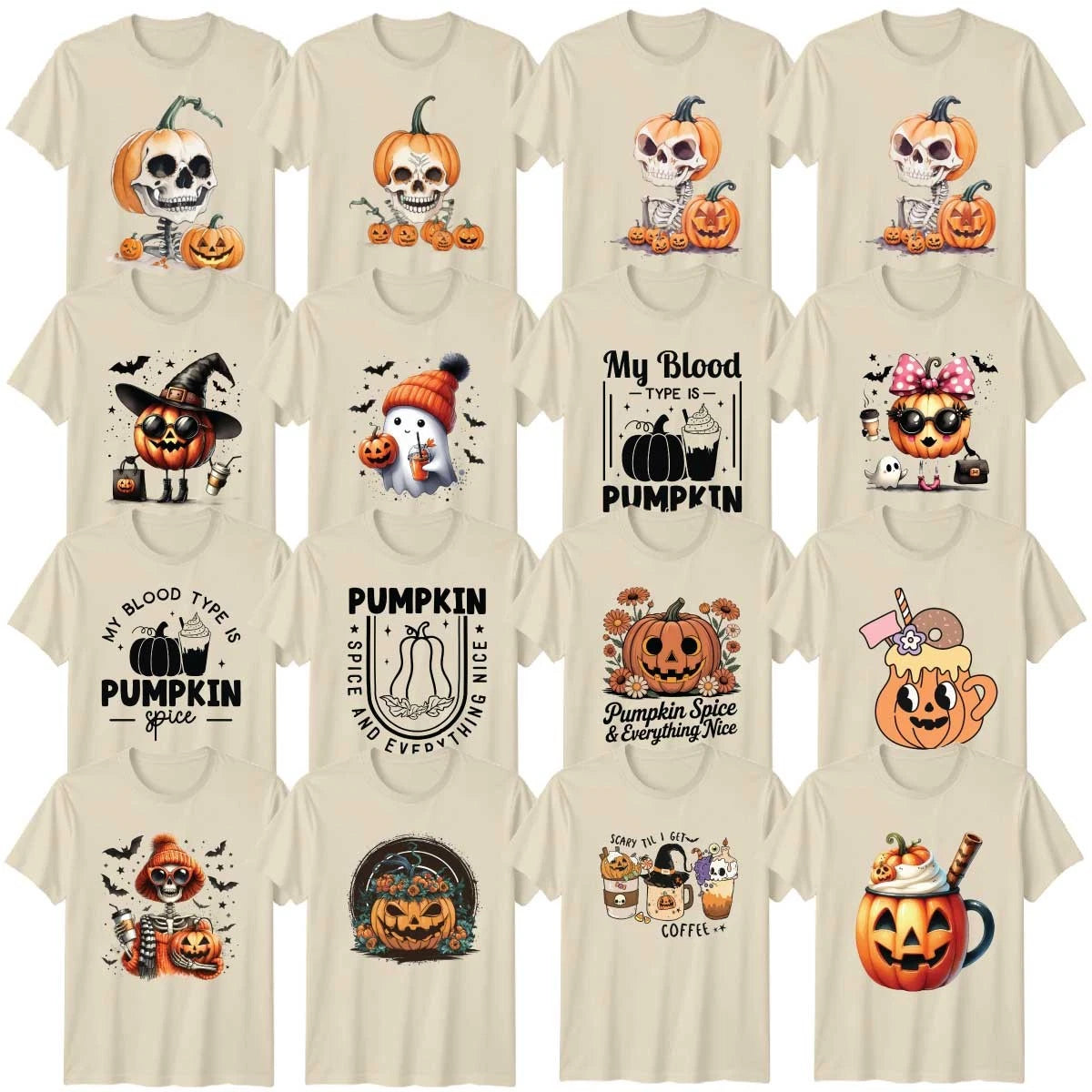 Gothic Halloween Adult T-Shirt Pumpkin Spice Halloween Gift
