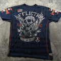 Affliction American Customs Wings Of Fury T-Shirt Mens Large Navy Blue Graphic