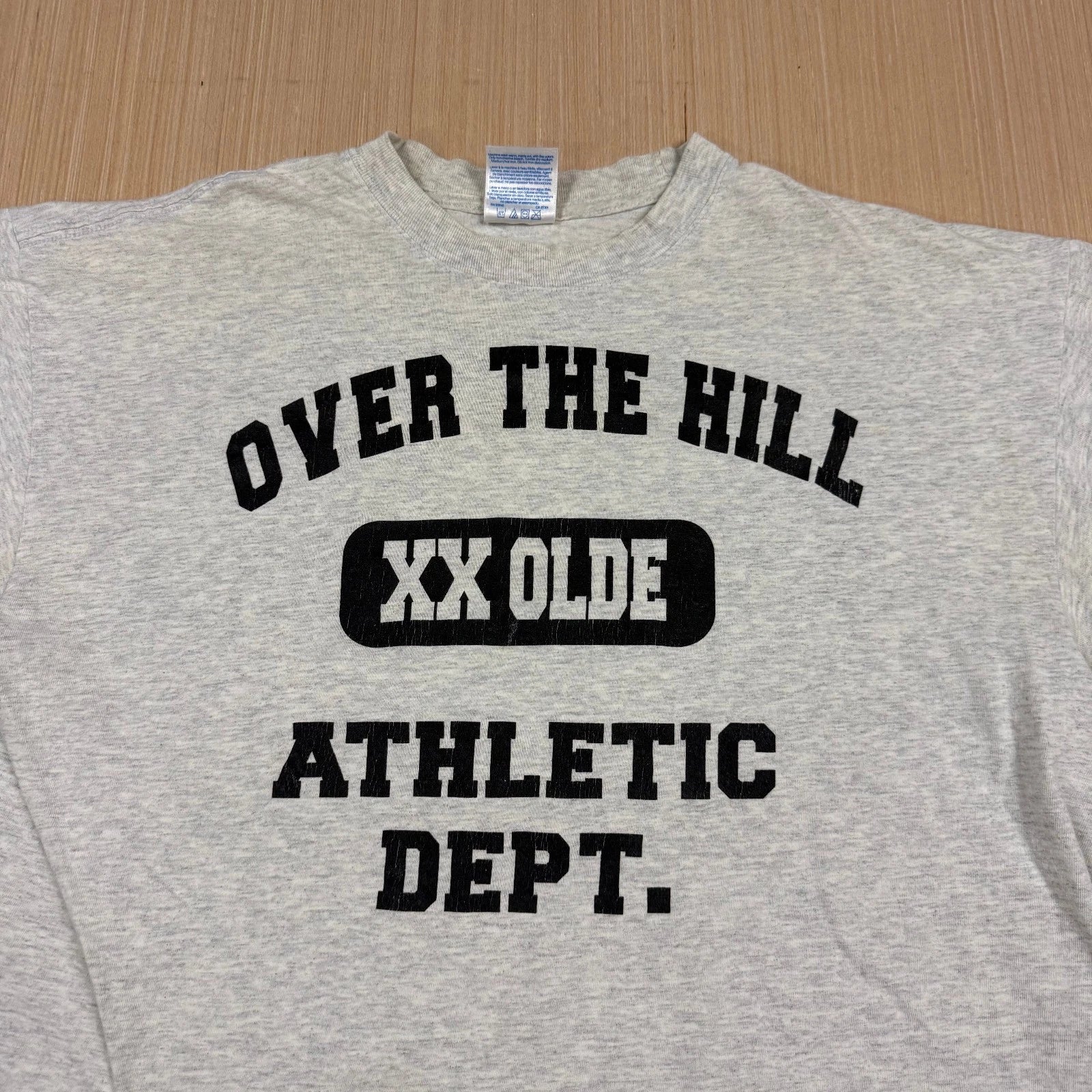 Vintage 90s Over The Hill Athletic Department Dept T Shirt Funny Old XL Novelty