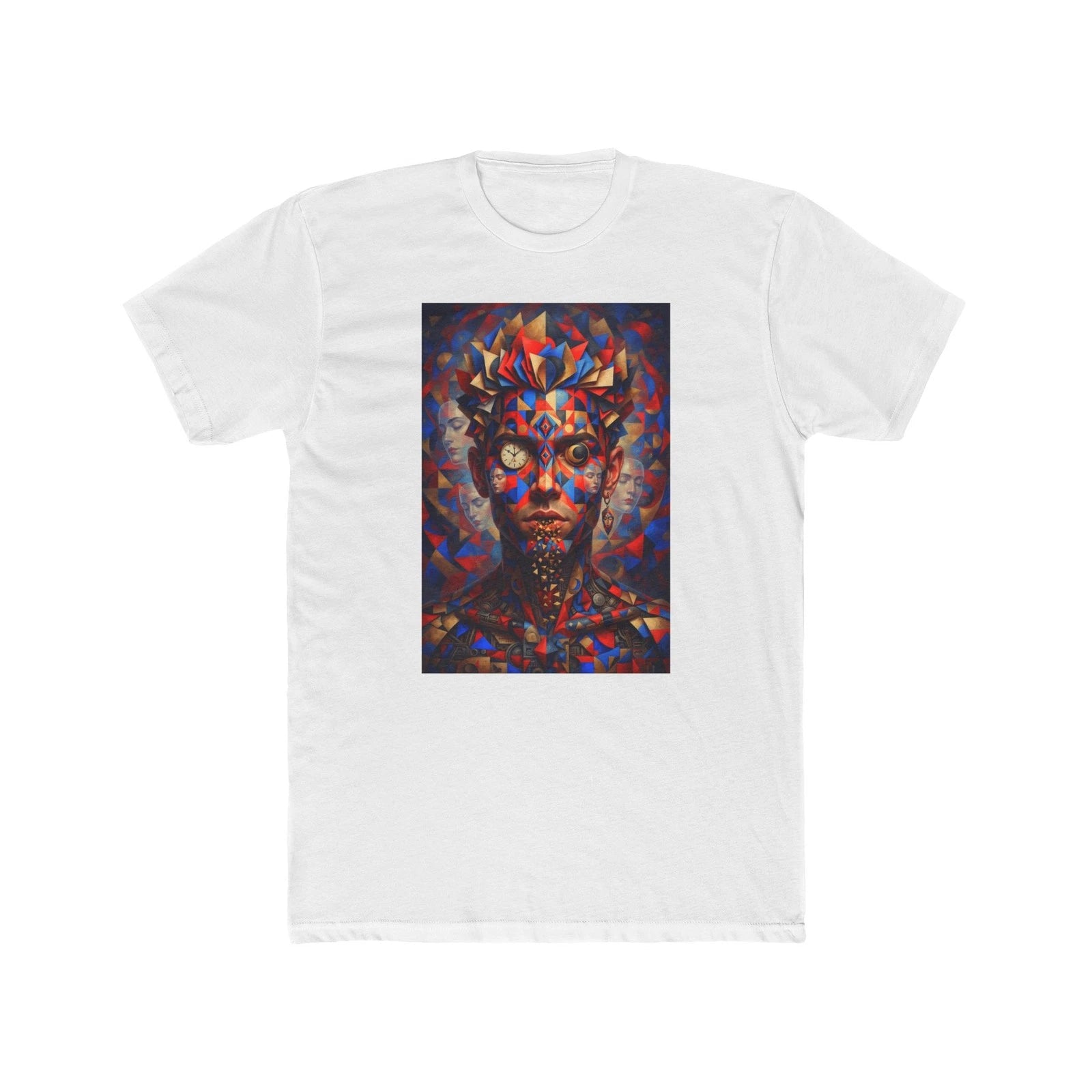 Colorful Abstract Face T-Shirt | Geometric Portrait, Psychedelic Art