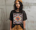 CHASING MOONLIGHT | CELESTIAL DREAMER SUN AND MOON TEE | RETRO BOHO TEE