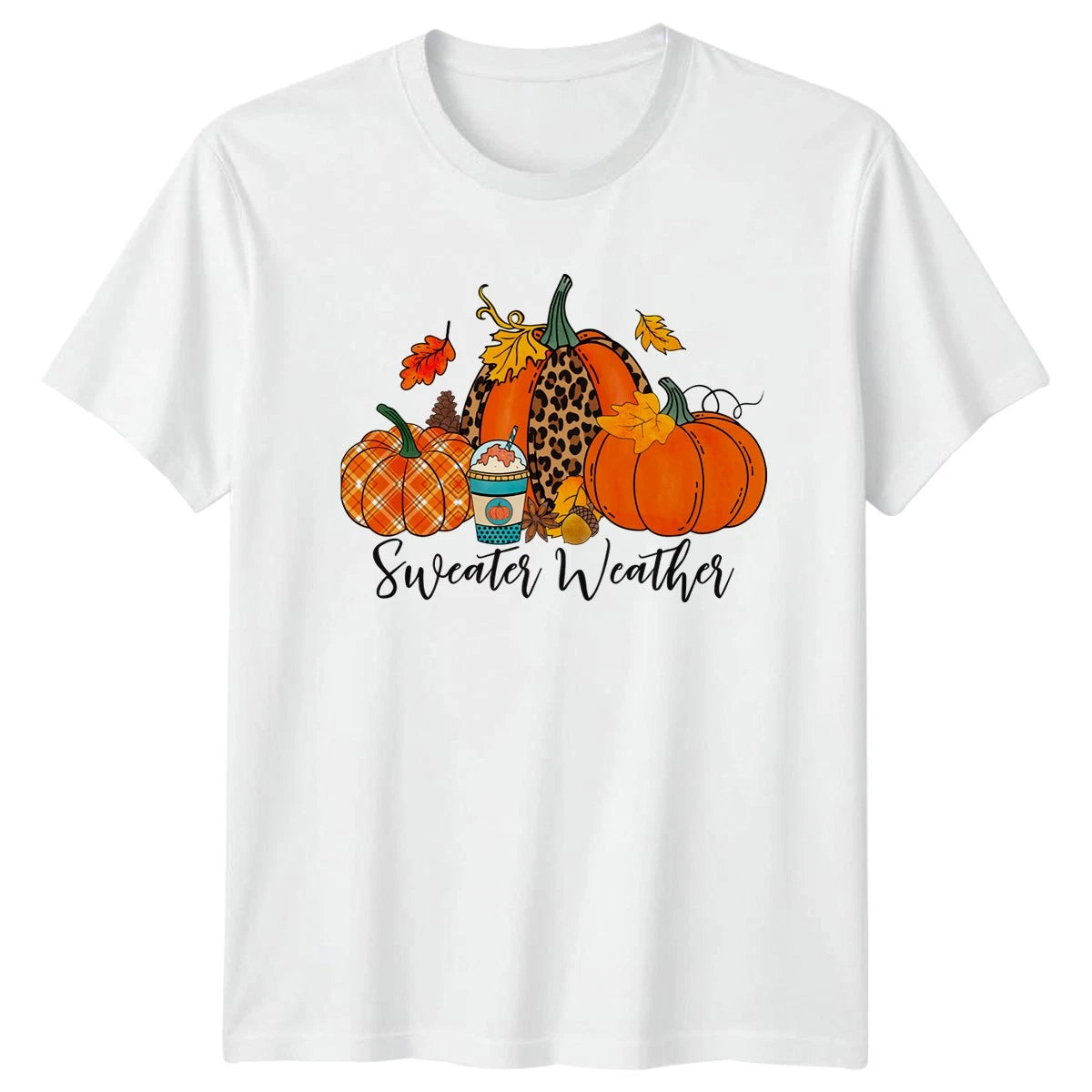 Sweater Weather Womens T-Shirt Pumpkin Spice Latte Autumn Season Gift For Her
