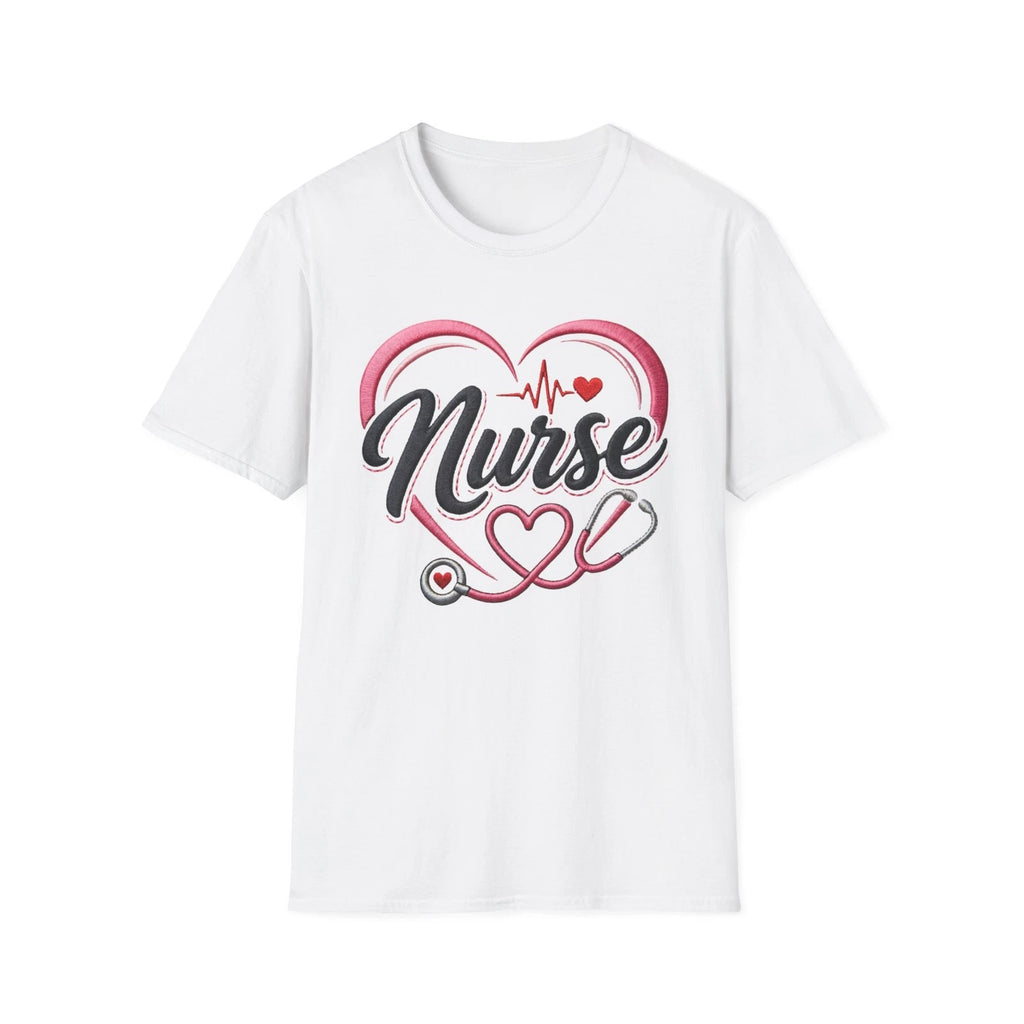 Faux embroidery Nurse Heartbeat Stethoscope T-Shirt | Medical Nursing Tee