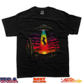 Funny Dachshund Ufo Abduction Desert Sunset Dog Art T-Shirt