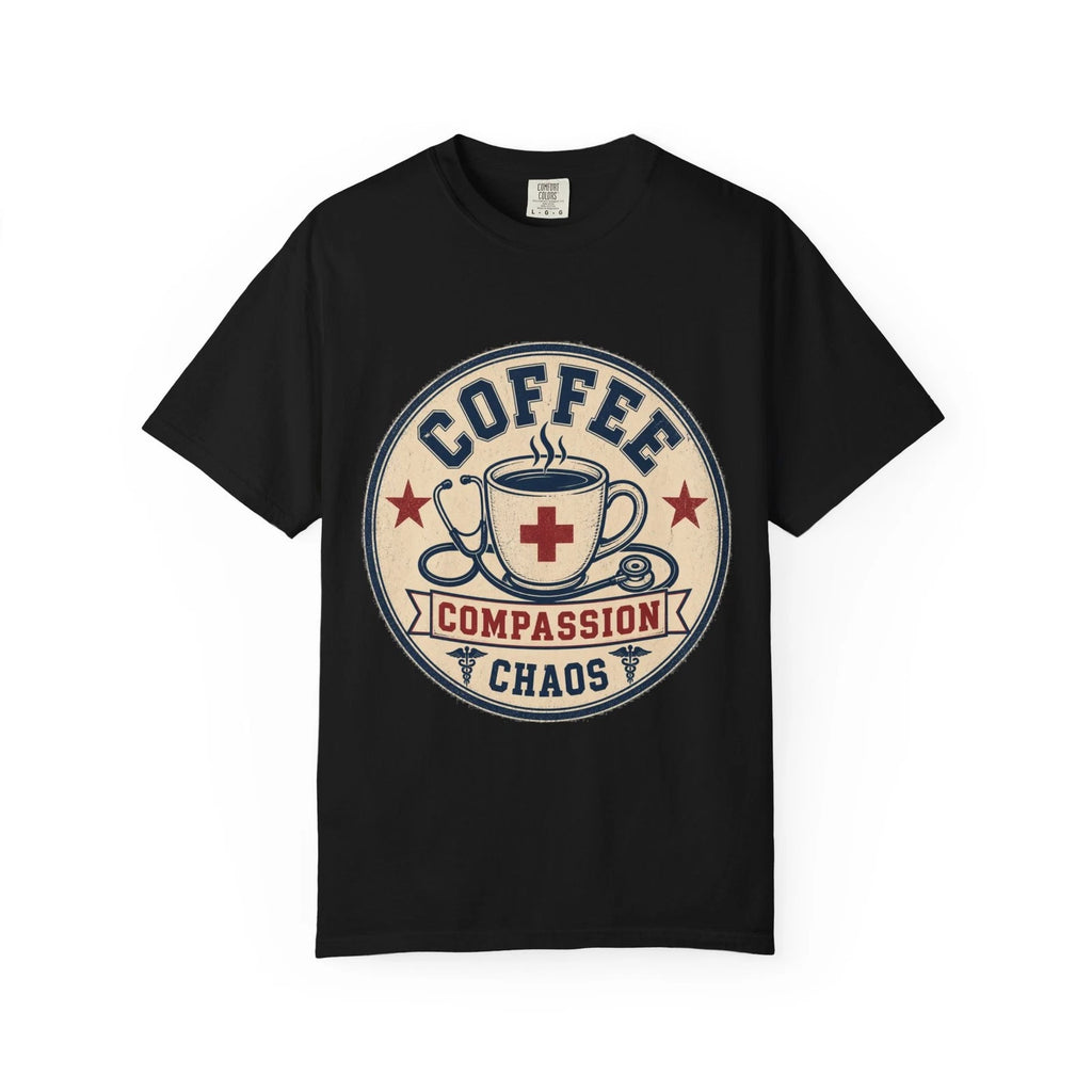 Nurse Coffee Compassion Chaos Funny Nursing RN Graphic Tee T-Shirt Gift Women