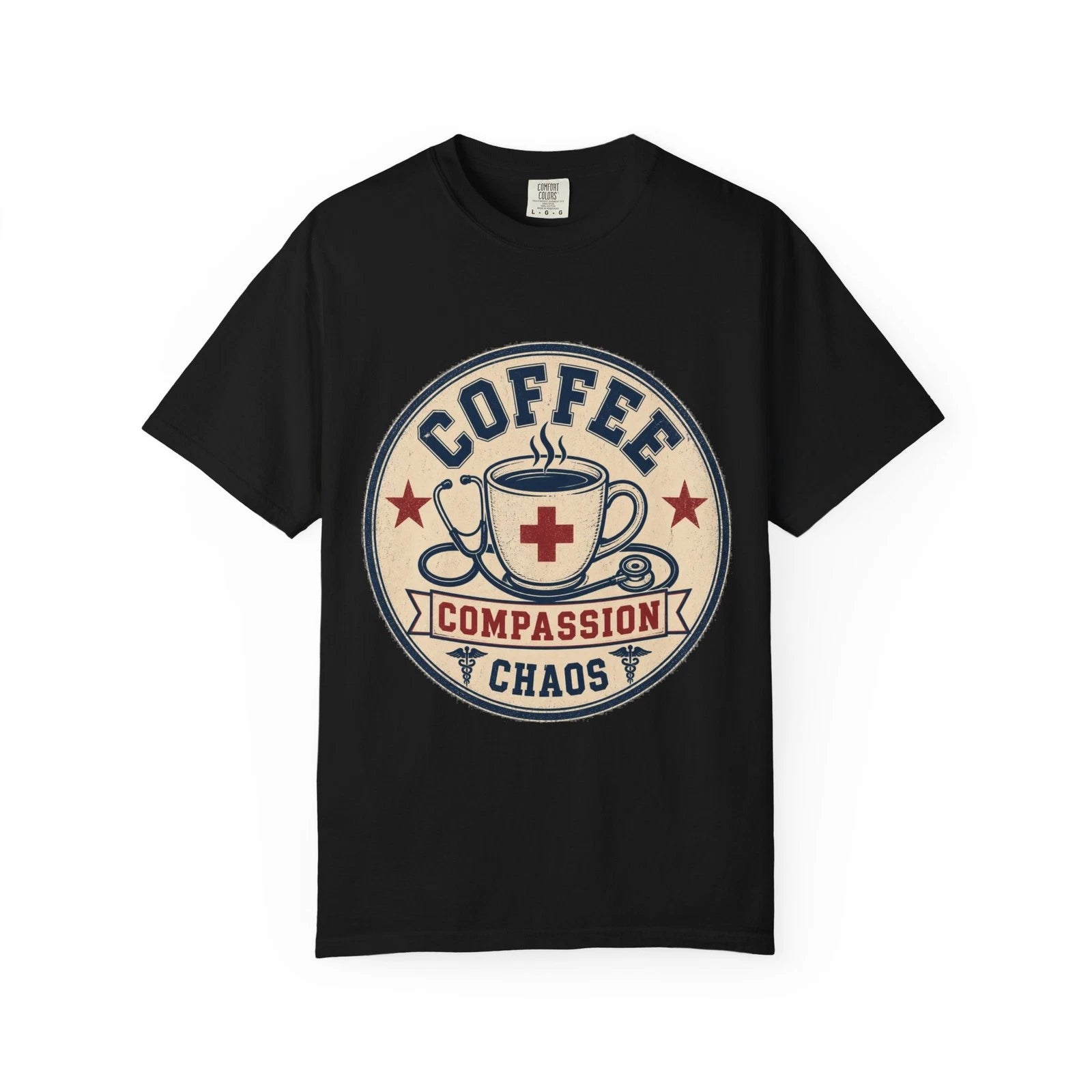 Nurse Coffee Compassion Chaos Funny Nursing RN Graphic Tee T-Shirt Gift Women