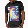 Kawaii Ghost Sitting on Moon with Candy by ArmaanArts