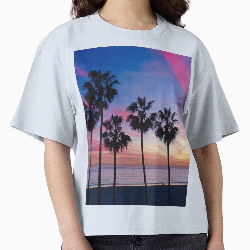 Cotton Candy Pink Palm Tree Ocean Sunset by newburyboutique