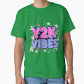 Y2K Vibes Neon Glitch Typography Retro T-Shirt by CryptoCactus